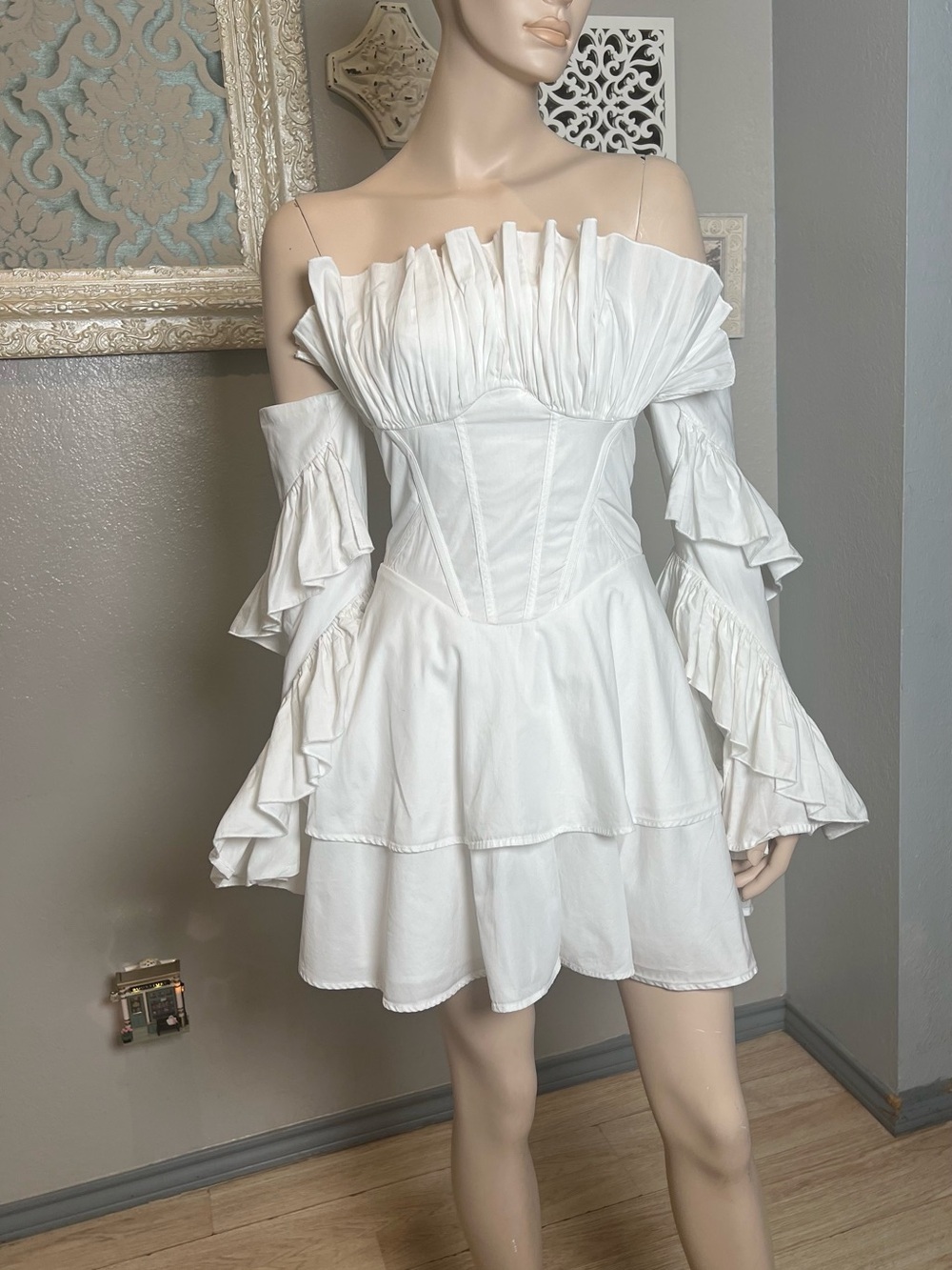 ASOS White Off-Shoulder Ruffle Tiered Dress - Picture 6 of 14